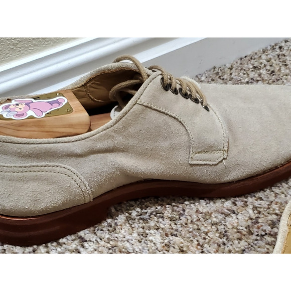 Barneys New York Men’s 7.5 M Beige Suede Derby Shoes Made in Italy Lace Up main image 6